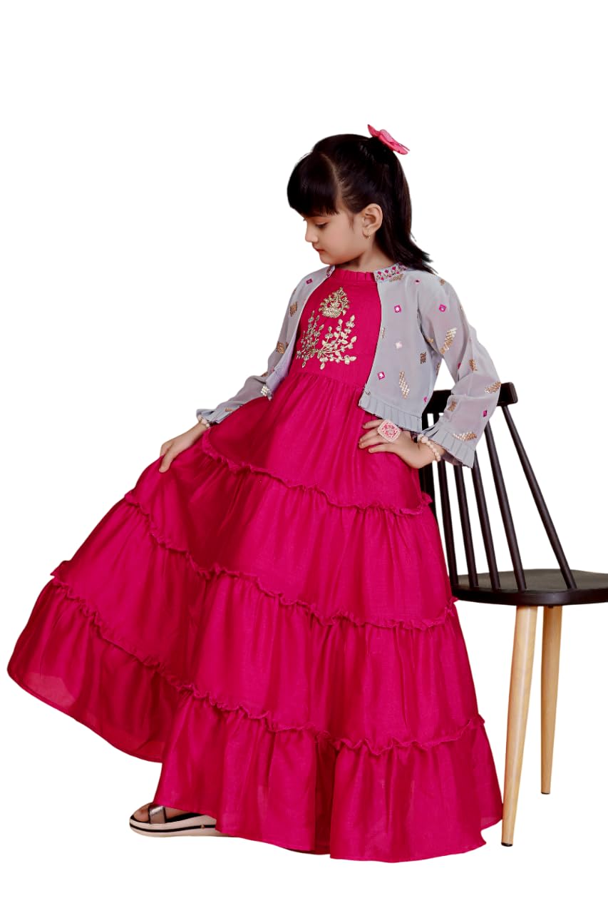 White Button Girls Jacket Style Gown - Image 6