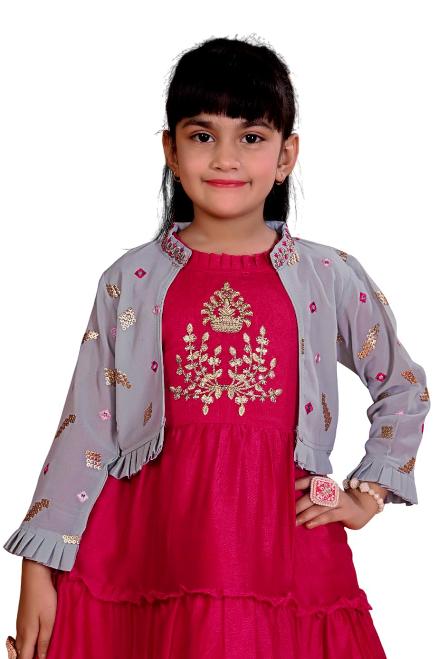 White Button Girls Jacket Style Gown - Image 4