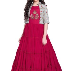 White Button Girls Jacket Style Gown