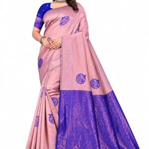 Women's Kanjivaram Style Soft Silk Banarasi Sarees With Blouse Piece