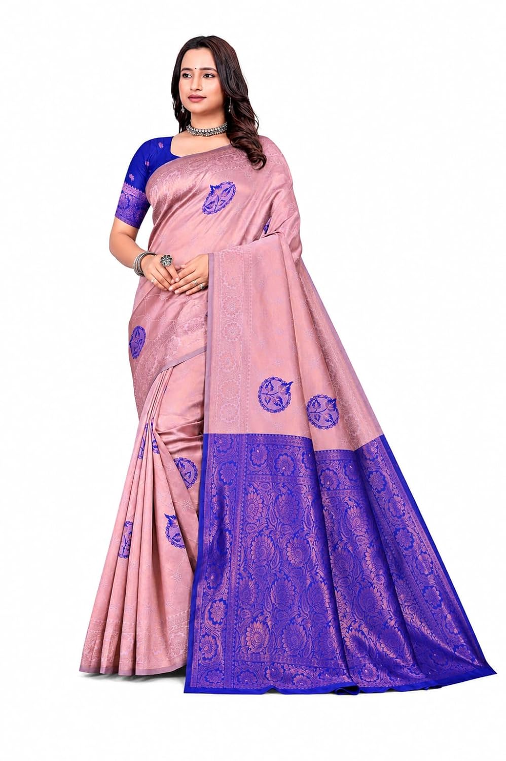 Women's Kanjivaram Style Soft Silk Banarasi Sarees With Blouse Piece