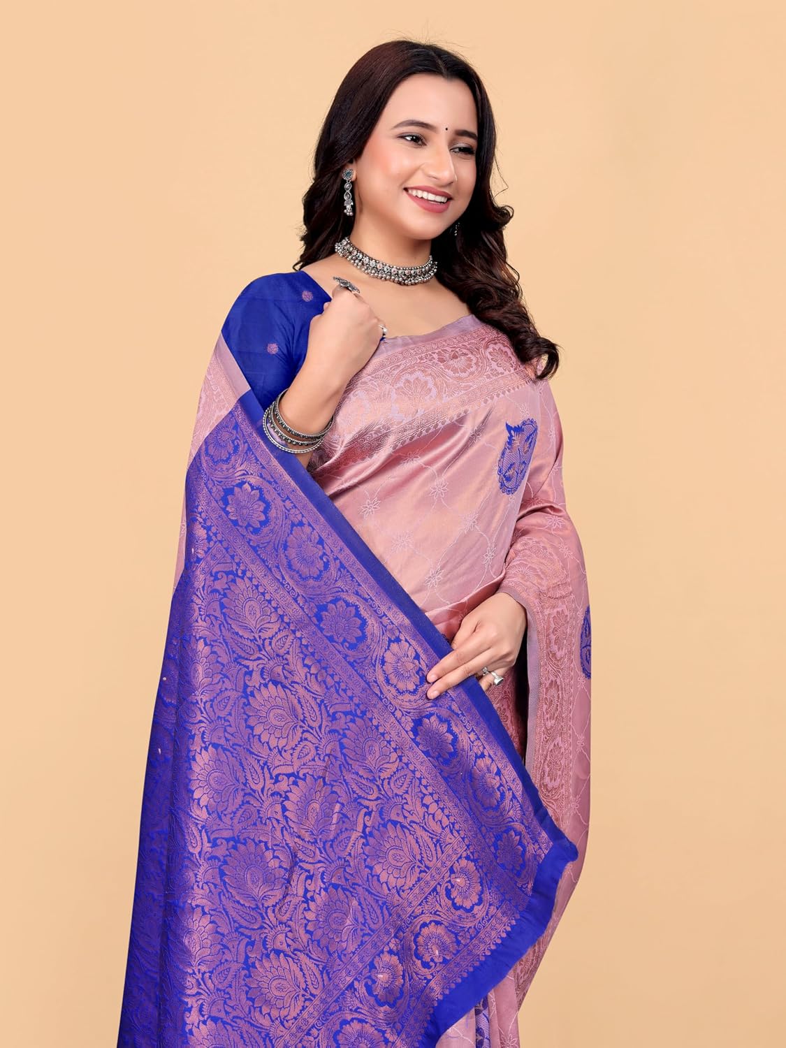 Women's Kanjivaram Style Soft Silk Banarasi Sarees With Blouse Piece - Image 3