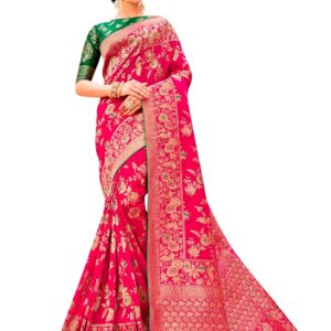 Women's Banarasi Pure Kanjivaram Style Silk Saree With Blouse Piece