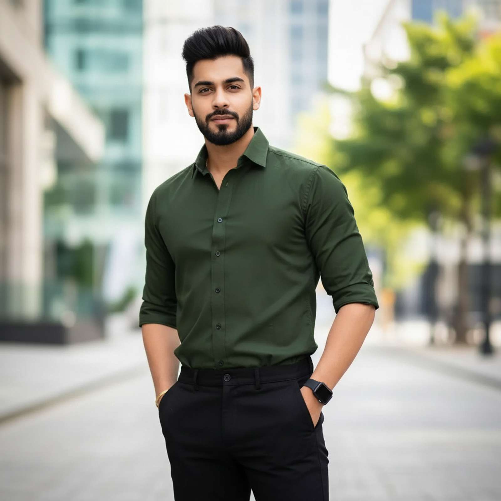 Men Regular Fit Solid Spread Collar Formal Shirt - Image 6