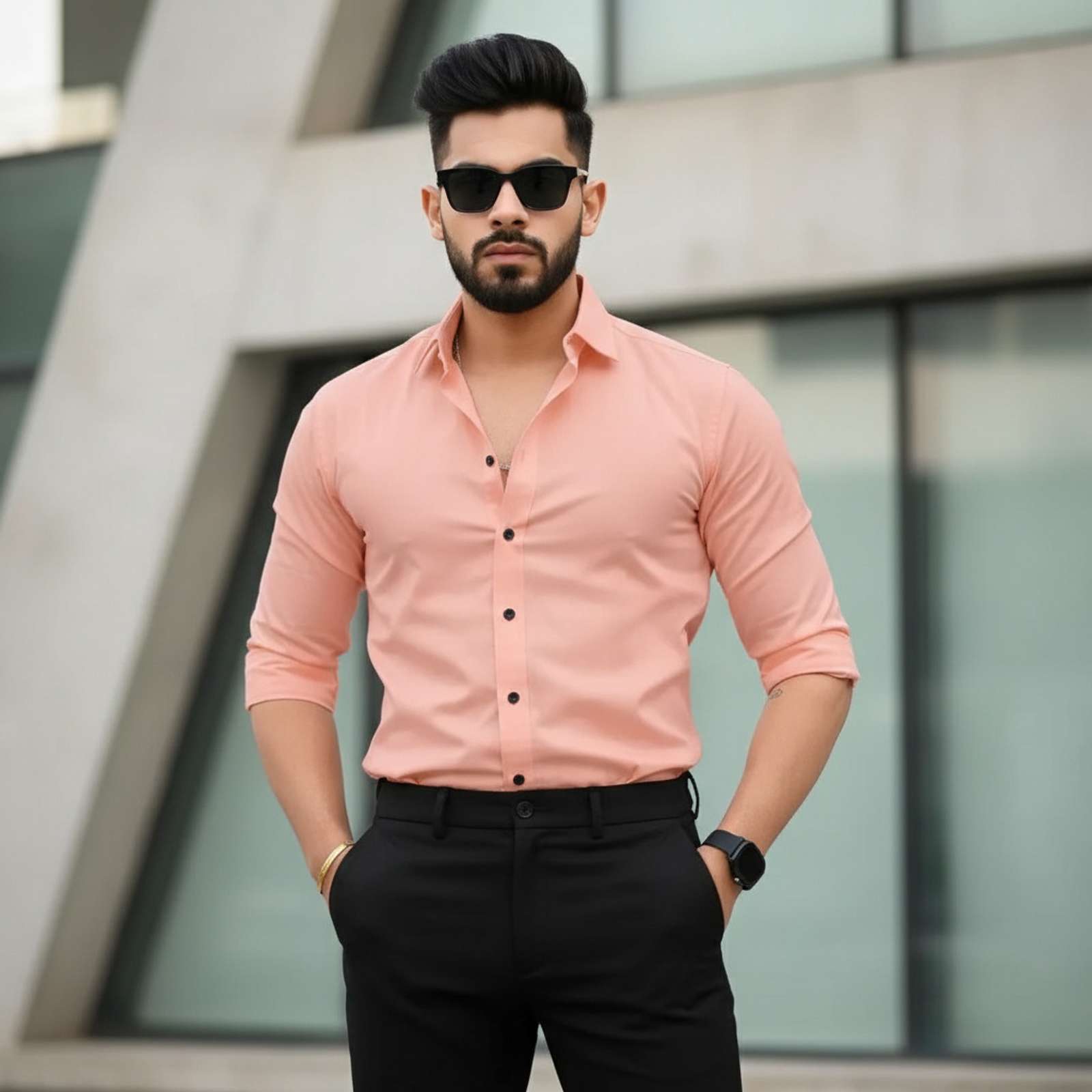 Men Regular Fit Solid Spread Collar Formal Shirt - Image 5