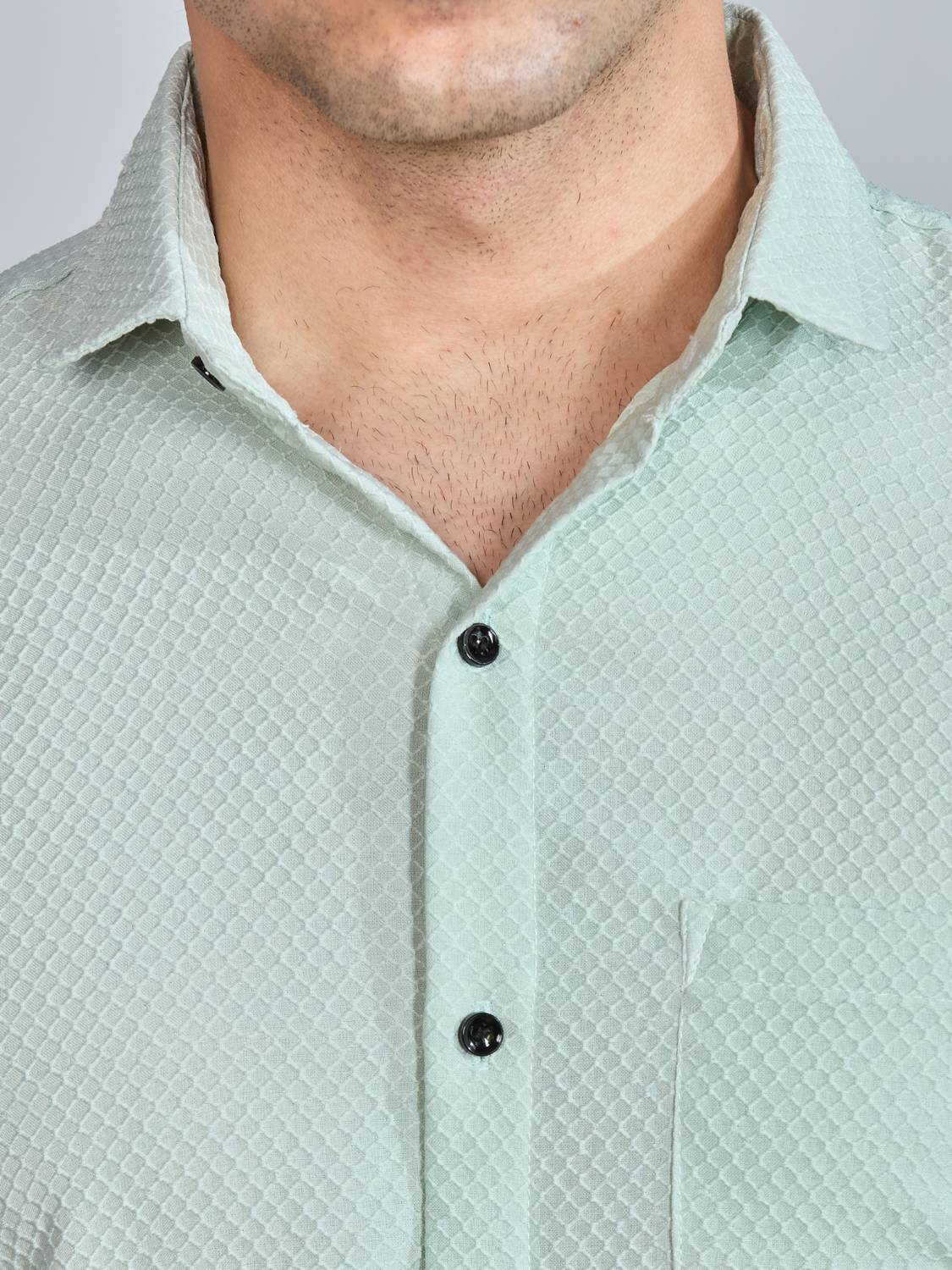 Men Regular Fit Self Design Spread Collar Formal Shirt - Image 2