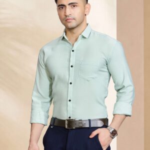 Men Regular Fit Self Design Spread Collar Formal Shirt